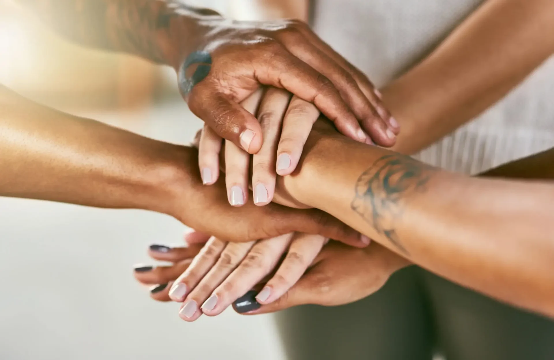 Group of hands in solidarity