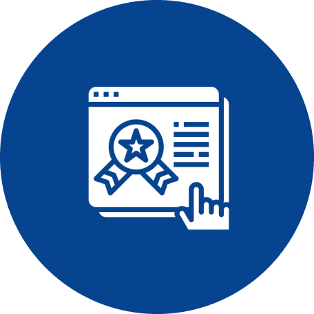 Hand cursor pointing at certificate icon